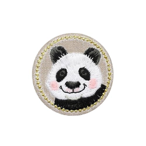 AHIOJEGX Bestickte Aufnäher 3 Stück süße Katze Panda Kaninchen Patch Eisen Emblem Stickerei 4,3 * 4,3 cm(Round Panda) von AHIOJEGX