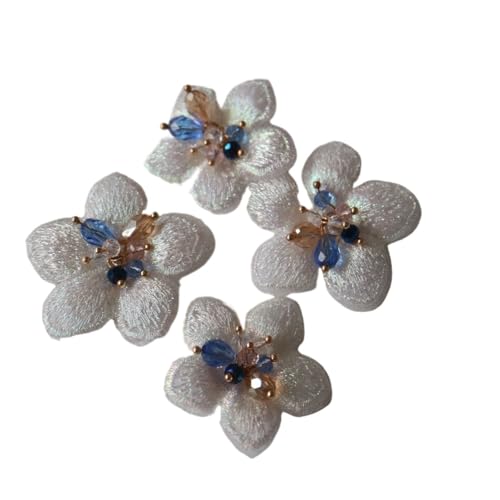 AHIOJEGX Bestickte Aufnäher 4 stücke DIY 3D Blume Strass Perlen Patches for Kleidung Stickerei Spitze Applikationen for Taschen Dekorative Parches Applikationen Abzeichen(Model 11) von AHIOJEGX