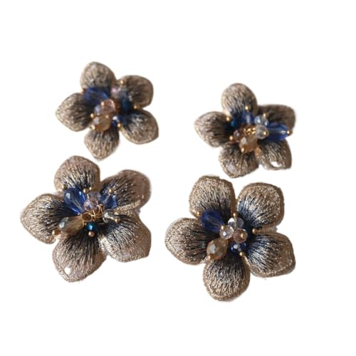 AHIOJEGX Bestickte Aufnäher 4 stücke DIY 3D Blume Strass Perlen Patches for Kleidung Stickerei Spitze Applikationen for Taschen Dekorative Parches Applikationen Abzeichen(Model 2) von AHIOJEGX