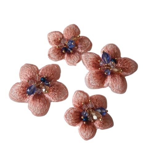 AHIOJEGX Bestickte Aufnäher 4 stücke DIY 3D Blume Strass Perlen Patches for Kleidung Stickerei Spitze Applikationen for Taschen Dekorative Parches Applikationen Abzeichen(Model 5) von AHIOJEGX