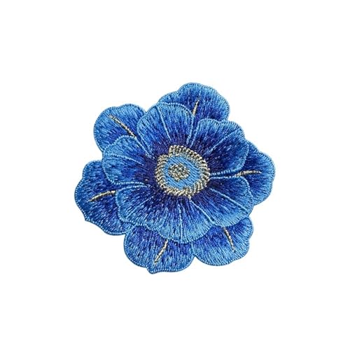 AHIOJEGX Bestickte Aufnäher 6 Stück bestickte Reparatur-Blumen-Patches, 7,4 cm x 7 cm, for Tasche, Jacke, Jeans, weich, for Aufnähen, DIY-Kleidung, Aufkleber(Blue) von AHIOJEGX