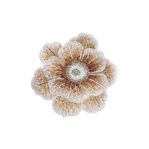 AHIOJEGX Bestickte Aufnäher 6 Stück bestickte Reparatur-Blumen-Patches, 7,4 cm x 7 cm, for Tasche, Jacke, Jeans, weich, for Aufnähen, DIY-Kleidung, Aufkleber(Khaki) von AHIOJEGX