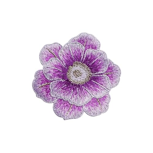 AHIOJEGX Bestickte Aufnäher 6 Stück bestickte Reparatur-Blumen-Patches, 7,4 cm x 7 cm, for Tasche, Jacke, Jeans, weich, for Aufnähen, DIY-Kleidung, Aufkleber(Purple) von AHIOJEGX