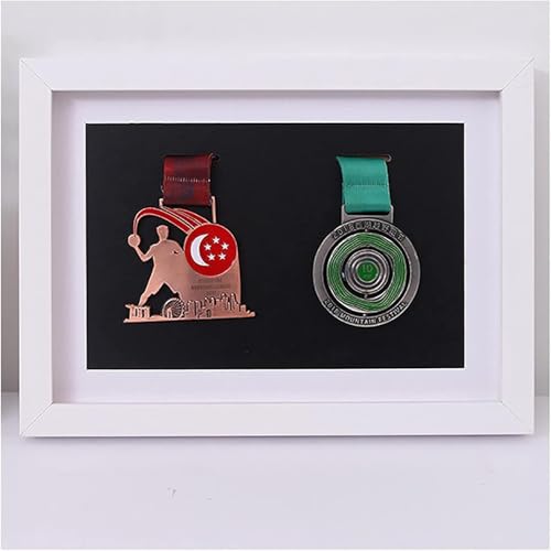 AHIOJEGX Fotorahmen Medaillen-Ausstellungsrahmen, wandmontierter Medaillen-Ausstellungsrahmen, 3D-Deep-Box-Bilderrahmen für Marathon-Medaillen-Mahogany||A4 (2 Pieces) von AHIOJEGX