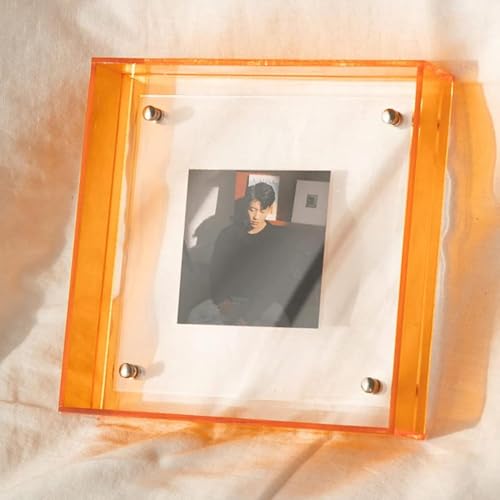 AHIOJEGX Fotorahmen Transparenter Acryl-Fotorahmen, farbtransparenter Fotorahmen, gepresste getrocknete Blumenproben-Fotorahmen-Sunset orange||Square 4 inches von AHIOJEGX