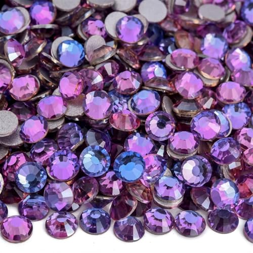 AHIOJEGX Hotfix Strasssteine Nicht Hotfix Strass Glitzer Strasssteine ​​Kristall Strass Diamant Nagel Charms Nail Art Dekorationen(Dream Lavender,SS4-1440pcs) von AHIOJEGX