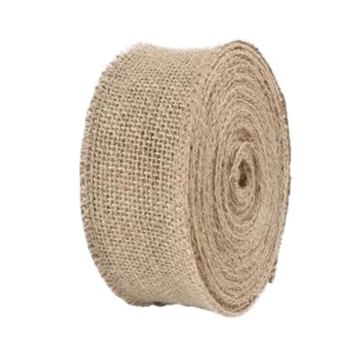 AHIOJEGX Juteband 20 m natürlicher Jute-Sackleinen-Stoff, Jute, 3–30 cm Rolle, Sackleinen-Band-Rolle, Sackleinen-Tischläufer, Hochzeits-Party-Zubehör, Frühlingsdekoration(Width 5cm) von AHIOJEGX