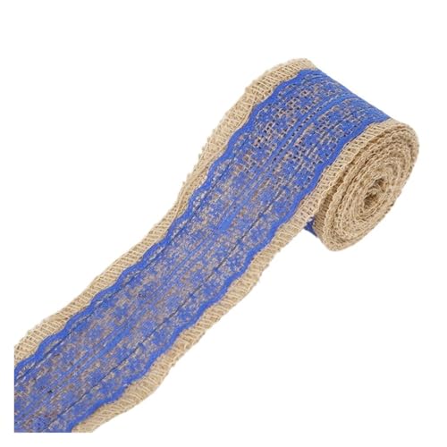 AHIOJEGX Juteband 2M DIY Spitzenband Nähband Natürliche Sackleinen Rolle Sackleinen Borte Band Party Decor Stricken Klebeband Aufkleber Handwerk Stoff fitas(Blue) von AHIOJEGX