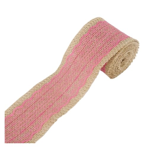 AHIOJEGX Juteband 2M DIY Spitzenband Nähband Natürliche Sackleinen Rolle Sackleinen Borte Band Party Decor Stricken Klebeband Aufkleber Handwerk Stoff fitas(Fuchsia) von AHIOJEGX