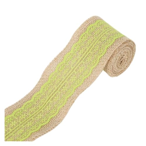 AHIOJEGX Juteband 2M DIY Spitzenband Nähband Natürliche Sackleinen Rolle Sackleinen Borte Band Party Decor Stricken Klebeband Aufkleber Handwerk Stoff fitas(Light Green) von AHIOJEGX