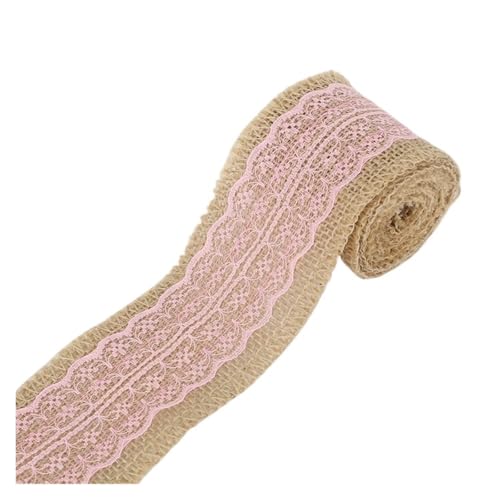 AHIOJEGX Juteband 2M DIY Spitzenband Nähband Natürliche Sackleinen Rolle Sackleinen Borte Band Party Decor Stricken Klebeband Aufkleber Handwerk Stoff fitas(Pink) von AHIOJEGX