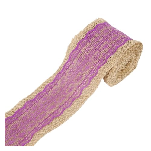 AHIOJEGX Juteband 2M DIY Spitzenband Nähband Natürliche Sackleinen Rolle Sackleinen Borte Band Party Decor Stricken Klebeband Aufkleber Handwerk Stoff fitas(Purple) von AHIOJEGX