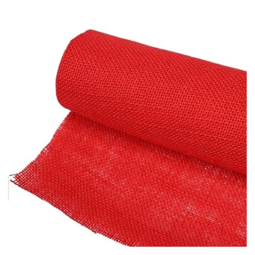 AHIOJEGX Juteband 48 cm * 3 Yards natürliche Juterolle Sackleinen Leinenstoff for DIY Handarbeit Nähen Handwerk Kissen und Tasche Tischdecke Heimdekoration(Red) von AHIOJEGX