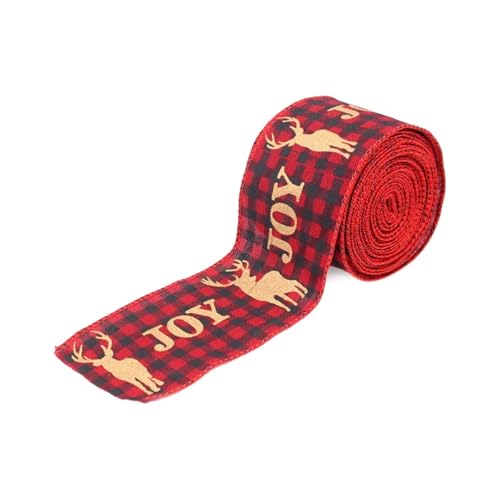 AHIOJEGX Juteband Weihnachts-Sackleinen-Band-Rolle Weihnachtsbaum-Schnur-Streamer-Band Auto-LKW-rotes Kariertes Band for Verpackung DIY-Bogen-Basteln(Y05) von AHIOJEGX