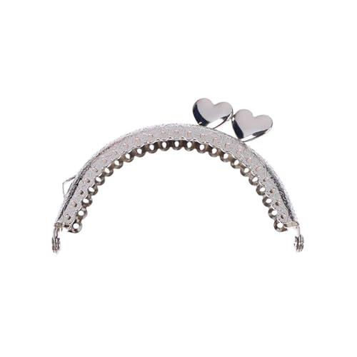 AHIOJEGX Kiss Clasp Schloss 2PCS Vintage Rahmen Griff 8,5 cm Herz Kopf Metall Geldbörse for Clutch Bag Brieftasche Kuss Schließe Schloss DIY Taschen Machen Zubehör Für Taschenherstellung(Silver) von AHIOJEGX