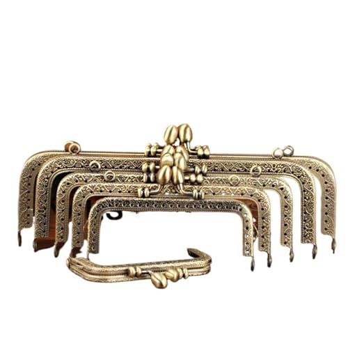 AHIOJEGX Kiss Clasp Schloss Blumenknospen-Prägung, quadratischer Metall-Geldbörsenrahmengriff for Clutch-Taschen-Zubehör, Kussverschluss-Schloss, Antik-Bronze-Ton Für Taschenherstellung(10cm) von AHIOJEGX