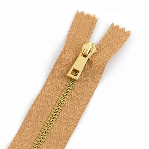 AHIOJEGX Metall Reißverschluss 2/5 Stücke 3# Metallreißverschluss 15/20/25/30 cm Close-End Kleidung Tasche Dekoration Reißverschlüsse Verschluss Reißverschluss for Se(Khaki,25CM_NO3-2PCS) von AHIOJEGX