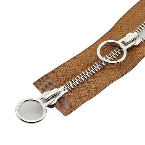 AHIOJEGX Metall Reißverschluss 5# 70 cm/90 cm Metall Doppelschieber Zahn Nylon Spule Code DIY Haushalt Nähen Reißverschluss(Light Brown,90CM_5#) von AHIOJEGX