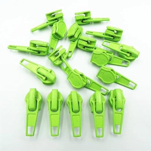 AHIOJEGX Reißverschluss-Zieher 10-100 Stück 3#/5# Nylonspule Auto Lock Reißverschlusszieher DIY Nähwerkzeug Reißverschlussschieber 20 Farben(Green,100_3#) von AHIOJEGX