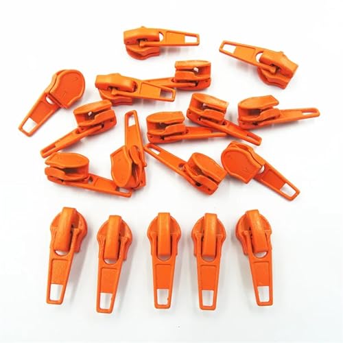 AHIOJEGX Reißverschluss-Zieher 10-100 Stück 3#/5# Nylonspule Auto Lock Reißverschlusszieher DIY Nähwerkzeug Reißverschlussschieber 20 Farben(Orange,100_3#) von AHIOJEGX