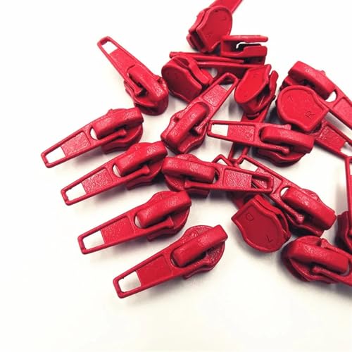 AHIOJEGX Reißverschluss-Zieher 10-100 Stück 3#/5# Nylonspule Auto Lock Reißverschlusszieher DIY Nähwerkzeug Reißverschlussschieber 20 Farben(Red,100_3#) von AHIOJEGX