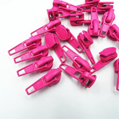 AHIOJEGX Reißverschluss-Zieher 10-100 Stück 3#/5# Nylonspule Auto Lock Reißverschlusszieher DIY Nähwerkzeug Reißverschlussschieber 20 Farben(Rose,100_5#) von AHIOJEGX