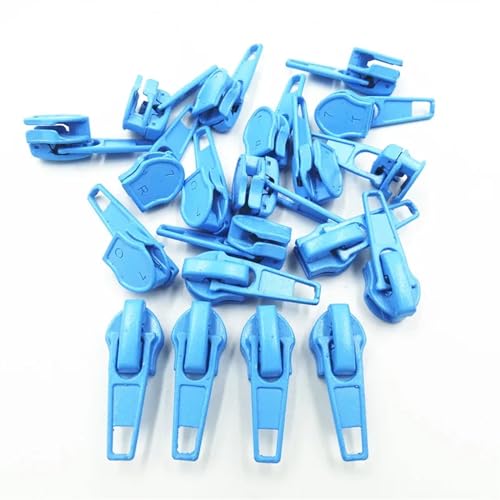 AHIOJEGX Reißverschluss-Zieher 10-100 Stück 3#/5# Nylonspule Auto Lock Reißverschlusszieher DIY Nähwerkzeug Reißverschlussschieber 20 Farben(Sky Blue,50PCS_5#) von AHIOJEGX