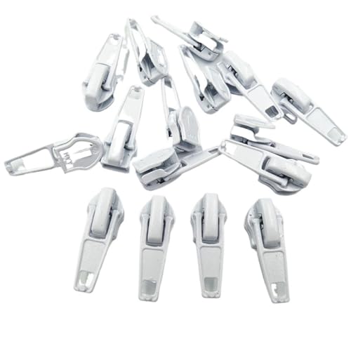 AHIOJEGX Reißverschluss-Zieher 10-100 Stück 3#/5# Nylonspule Auto Lock Reißverschlusszieher DIY Nähwerkzeug Reißverschlussschieber 20 Farben(White,100_5#) von AHIOJEGX