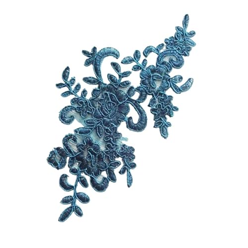 AHIOJEGX Spitzenapplikation 6 Stücke 22,5 X12cm 22 Farben Zarte Hochzeitsschleier Kopfschmuck Spitzenapplikation Spitzenbesatz Kleid DIY Spitzenzubehör(Peacock Blue) von AHIOJEGX