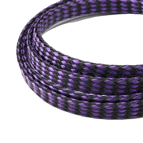 AHIOJEGX kabelschutzschlauch 1/5/20/50M Erweiterte Geflechthülle PP-Baumwollgarn 4 8 12mm Weichdrahtwicklung Isolierter Kabelschutz Leitungsbaum Kabelmantel(Purple Black,12MM_20 Meters) von AHIOJEGX