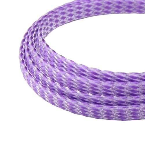 AHIOJEGX kabelschutzschlauch 1/5/20/50M Erweiterte Geflechthülle PP-Baumwollgarn 4 8 12mm Weichdrahtwicklung Isolierter Kabelschutz Leitungsbaum Kabelmantel(Purple Clear,12MM_5 Meters) von AHIOJEGX