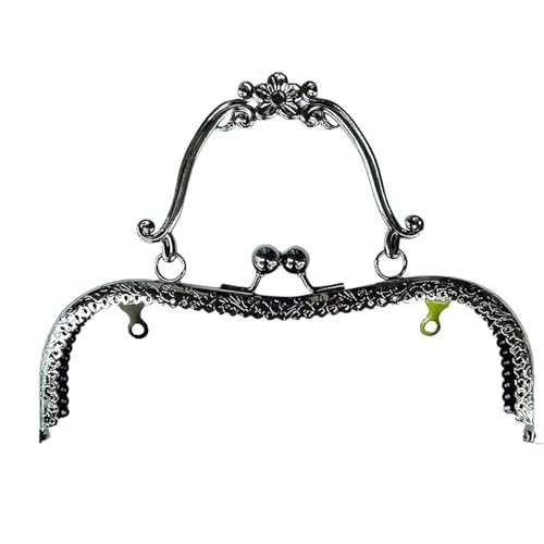 Kiss Clasp Schloss 20,5 cm Metall-Geldbörsen-Rahmengriff, Clutch-Taschen-Zubehör, DIY-Kussverschluss-Schloss, bronzefarbene Prägung, M-förmige Handtaschen-Hardware Für Taschenherstellung(Black) von AHIOJEGX