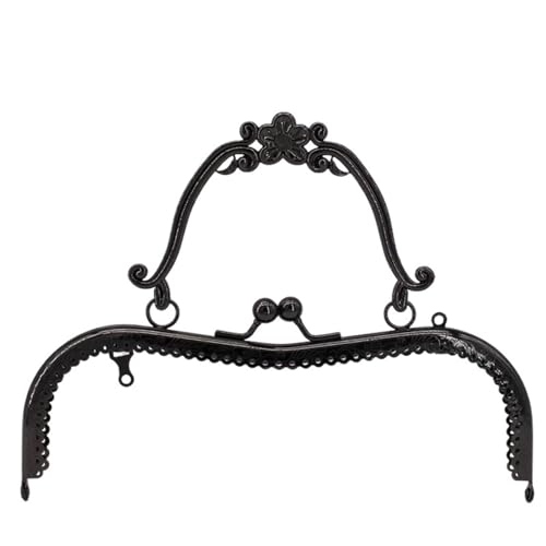 Kiss Clasp Schloss 20,5 cm Metall-Geldbörsen-Rahmengriff, Clutch-Taschen-Zubehör, DIY-Kussverschluss-Schloss, bronzefarbene Prägung, M-förmige Handtaschen-Hardware Für Taschenherstellung(Black) von AHIOJEGX