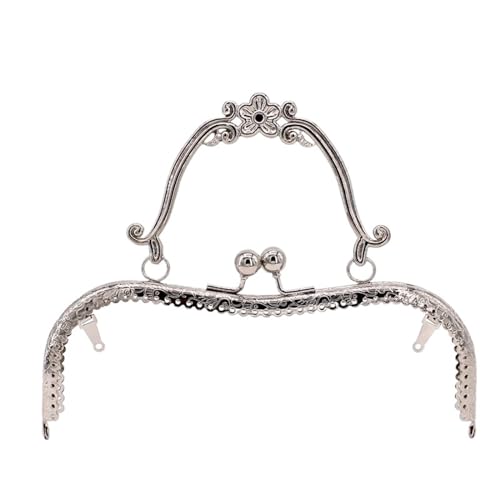 Kiss Clasp Schloss 20,5 cm Metall-Geldbörsen-Rahmengriff, Clutch-Taschen-Zubehör, DIY-Kussverschluss-Schloss, bronzefarbene Prägung, M-förmige Handtaschen-Hardware Für Taschenherstellung(Silver) von AHIOJEGX