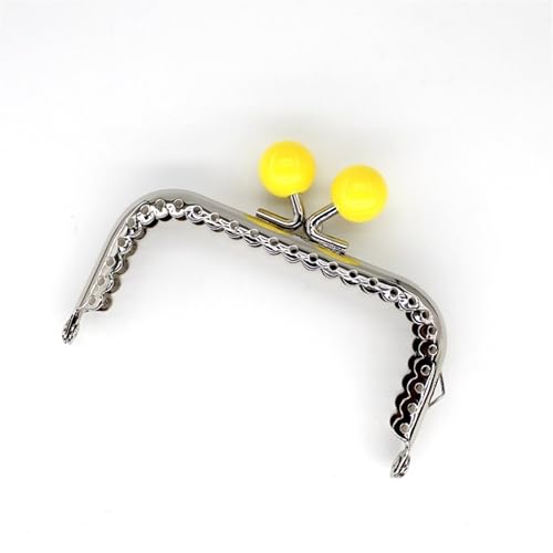 Kiss Clasp Schloss 3 Stück 8,5 cm Candy Perlen Silber Ton glänzend Metall Geldbörse Rahmen Griff for Clutch Bag Handtasche Zubehör machen Nähen Kuss Verschluss Verschluss Für Taschenherstellung(Yellow von AHIOJEGX