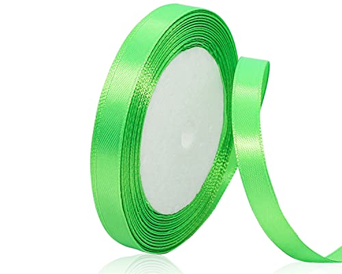 Satinband Fruchtgrün 10mm, 22 Meters Dekoration Geschenkband breit Schleifenband, Stoffband für Hochzeit, Taufe und Geburtstag Geschenke von AHOMAME