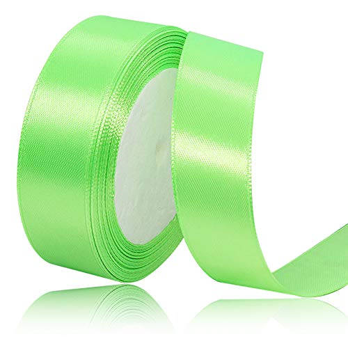 Satinband Fruchtgrün 25mm, 22 Meters Dekoration Geschenkband breit Schleifenband, Stoffband für Hochzeit, Taufe und Geburtstag Geschenke von AHOMAME