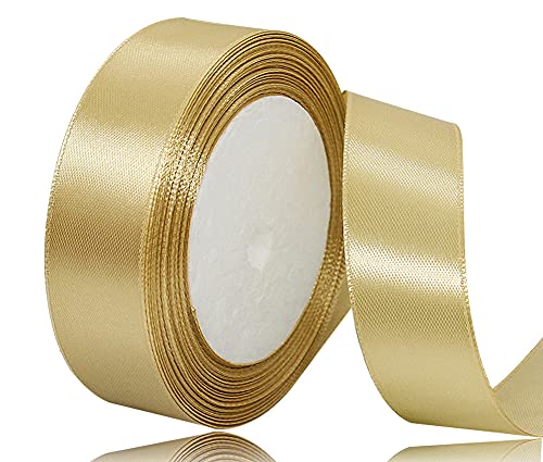 Satinband Gold 20mm, 22 Meters Dekoration Geschenkband breit Schleifenband, Stoffband für Hochzeit, Taufe und Geburtstag Geschenke von AHOMAME