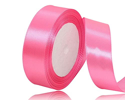 Satinband Hot Pink 20mm, 22 Meters Dekoration Geschenkband breit Schleifenband, Stoffband für Hochzeit, Taufe und Geburtstag Geschenke von AHOMAME