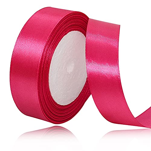 Satinband Magenta 25mm, 22 Meters Dekoration Geschenkband breit Schleifenband, Stoffband für Hochzeit, Taufe und Geburtstag Geschenke von AHOMAME