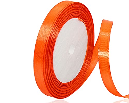 Satinband Mandarine 10mm, 22 Meters Dekoration Geschenkband breit Schleifenband, Stoffband für Hochzeit, Taufe und Geburtstag Geschenke von AHOMAME