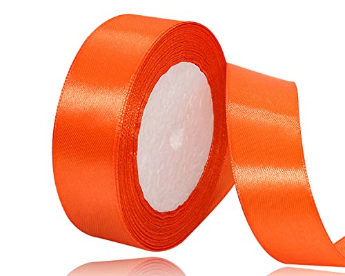 Satinband Mandarine 20mm, 22 Meters Dekoration Geschenkband breit Schleifenband, Stoffband für Hochzeit, Taufe und Geburtstag Geschenke von AHOMAME