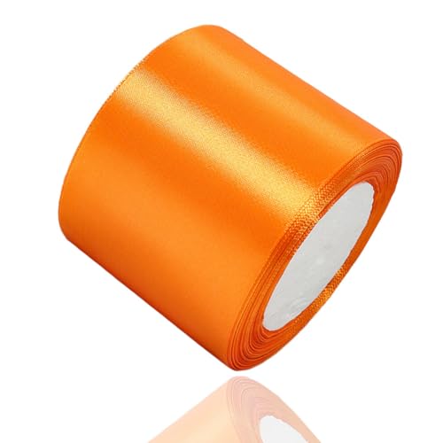 Satinband Orange 75mm, 22 Meters Dekoration Geschenkband breit Schleifenband, Stoffband für Hochzeit, Taufe und Geburtstag Geschenke von AHOMAME