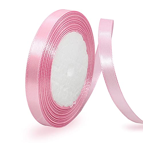 Satinband Rosa 10mm, 22 Meters Dekoration Geschenkband breit Schleifenband, Stoffband für Hochzeit, Taufe und Geburtstag Geschenke von AHOMAME