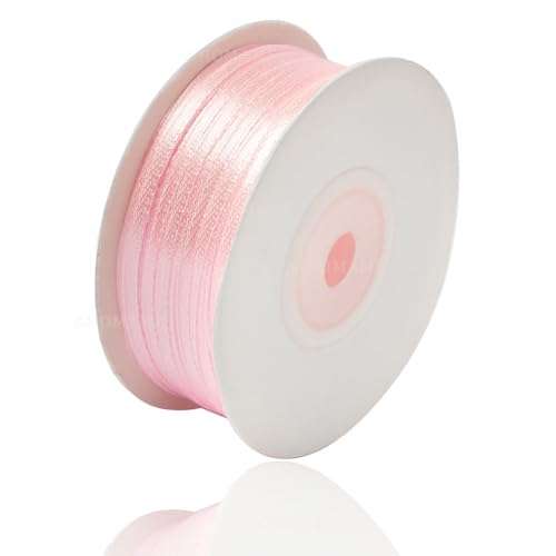 Satinband Rosa 3mm, 91 Meters Dekoration Geschenkband breit Schleifenband, Stoffband für Hochzeit, Taufe und Geburtstag Geschenke von AHOMAME