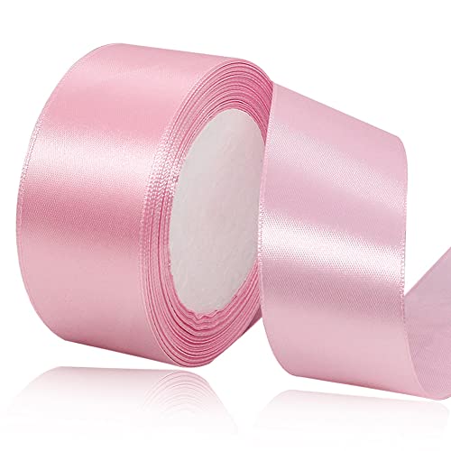 Satinband Rosa 40mm, 22 Meters Dekoration Geschenkband breit Schleifenband, Stoffband für Hochzeit, Taufe und Geburtstag Geschenke von AHOMAME