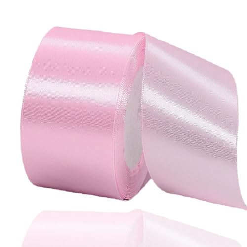 Satinband Rosa 50mm, 22 Meters Dekoration Geschenkband breit Schleifenband, Stoffband für Hochzeit, Taufe und Geburtstag Geschenke von AHOMAME