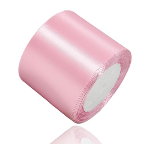 Satinband Rosa 75mm, 22 Meters Dekoration Geschenkband breit Schleifenband, Stoffband für Hochzeit, Taufe und Geburtstag Geschenke von AHOMAME