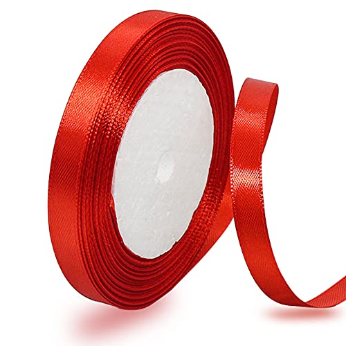 Satinband Rot 6mm, 22 Meters Dekoration Geschenkband breit Schleifenband, Stoffband für Hochzeit, Taufe und Geburtstag Geschenke von AHOMAME