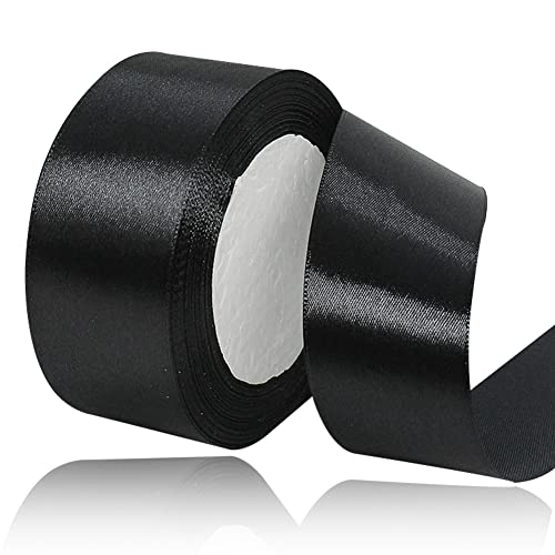 Satinband Schwarz 40mm, 22 Meters Dekoration Geschenkband breit Schleifenband, Stoffband für Hochzeit, Taufe und Geburtstag Geschenke von AHOMAME